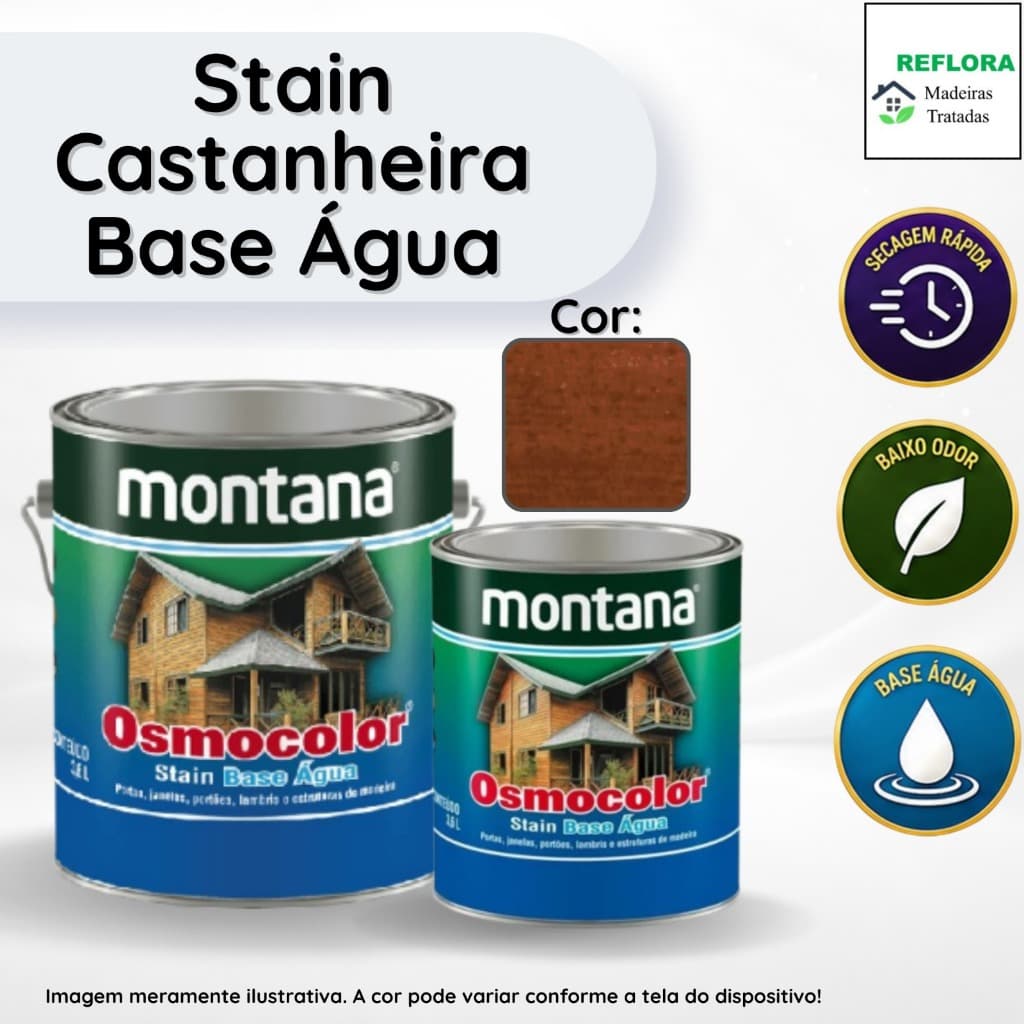 Osmocolor Stain Base Água Castanheira Acetinado 900ml e 3,6L Montana Secagem Rápida e Baixo Odor