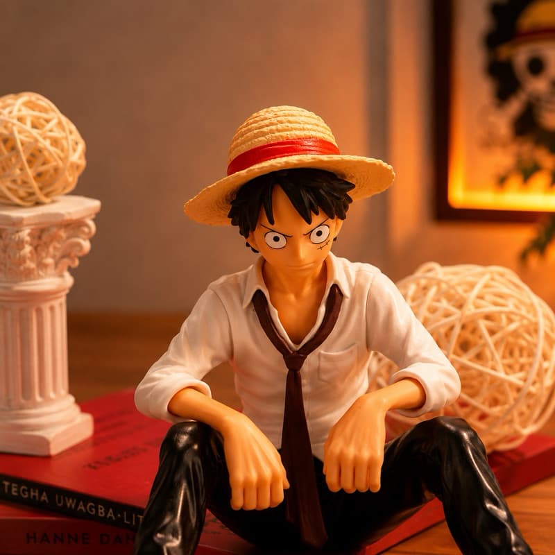 Anime Luffy Posição Sentada Action Figure, Modelo PVC, Coleção