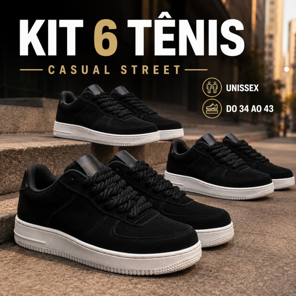 Oferta 6 Pares Tênis Streetwear Casual Masculino e Feminino Academia Corrida Caminhada Do 34 ao 43