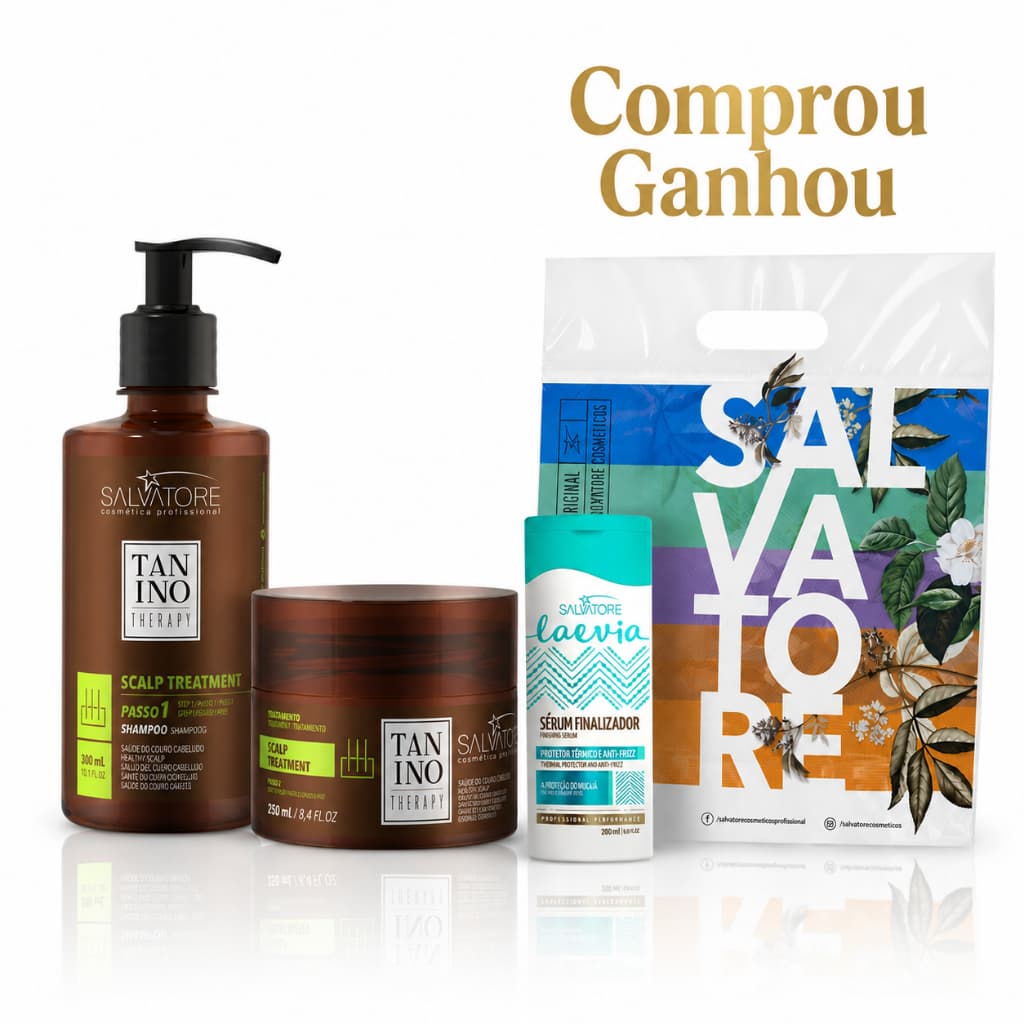 Kit Shampoo 300 Ml + Mascara Condicionante 250 Ml Scalp Treatment Tanino Therapy Salvatore Antiqueda