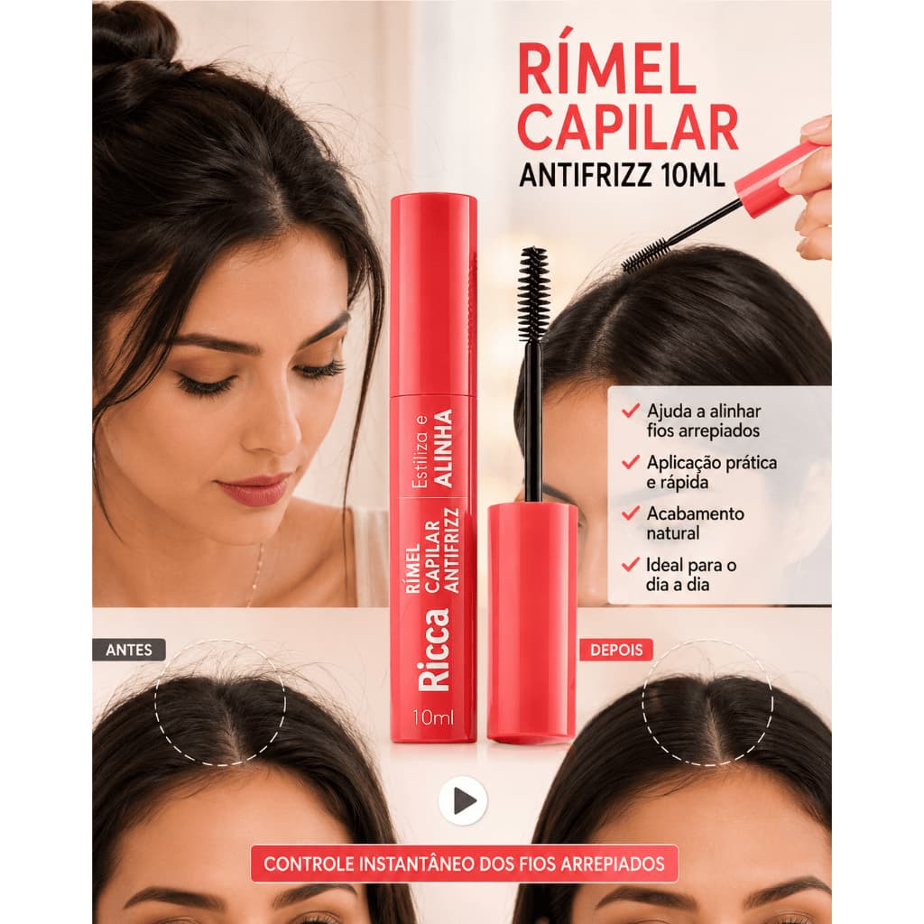 Rímel Para Cabelo Antifrizz 10ml Modela e Alinha Baby Hair