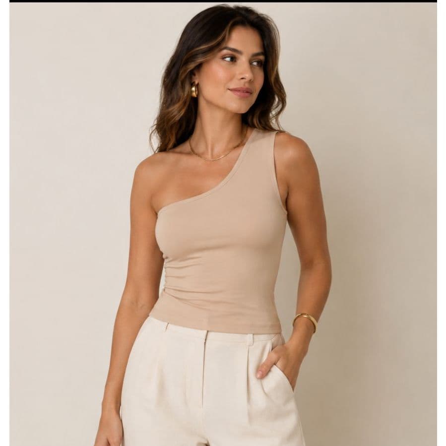 Blusa Básica Mula Manca Um Ombro Suplex Moda Feminina Verão Moda Praia 2023