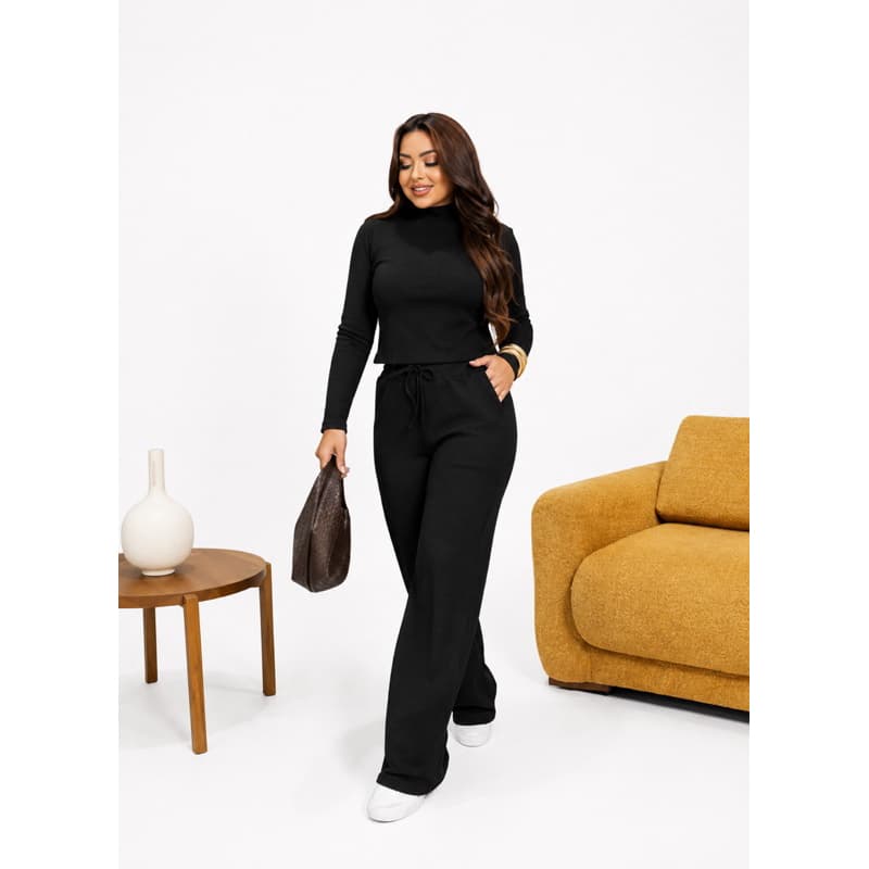 Conjunto Inverno Anarruga Casual Feminino com Calça Pantalona