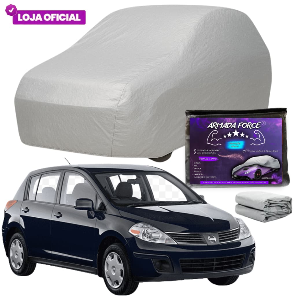 Capa Cobrir Carro Tiida ARMADA FORCE Sem Forro 100% Impermeável Protege Sol Chuva Poeira Anti-UV
