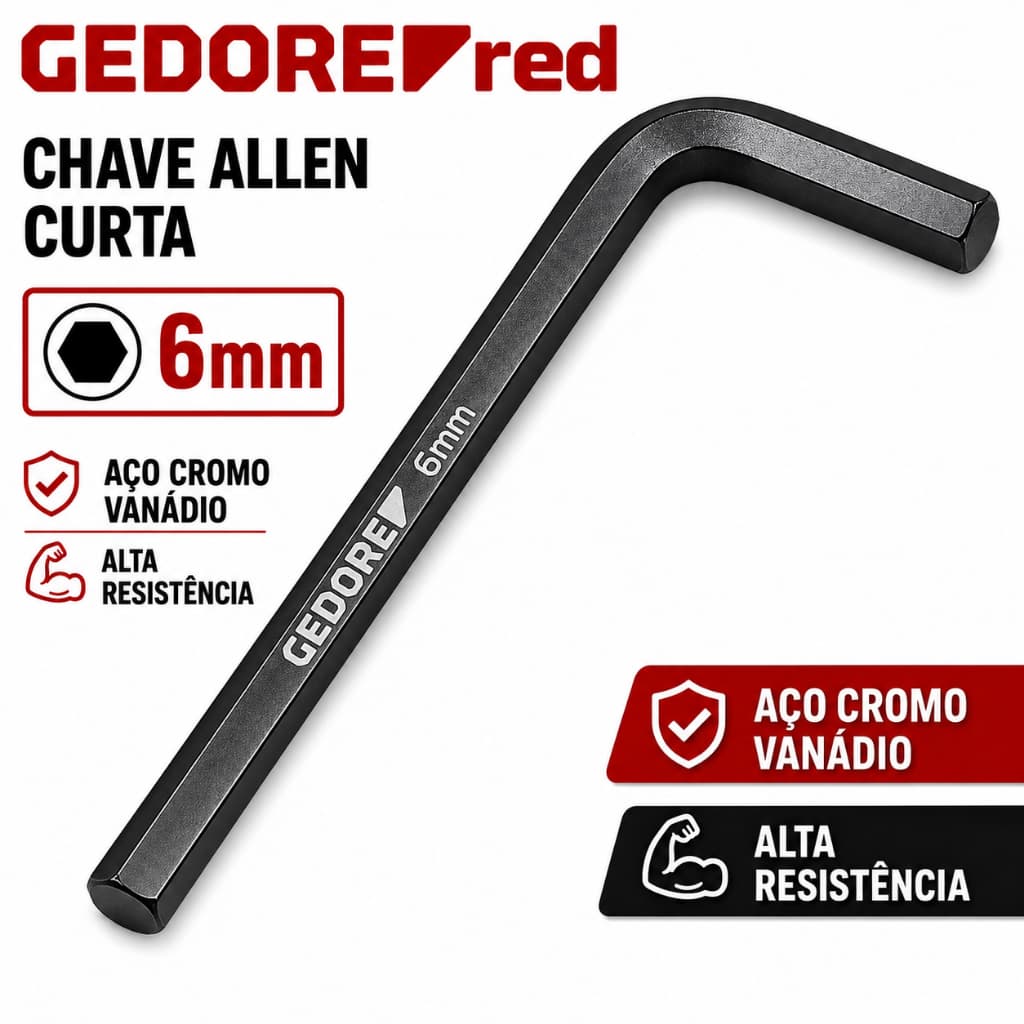 Chave Allen Curta Profissional 6mm - GEDORE