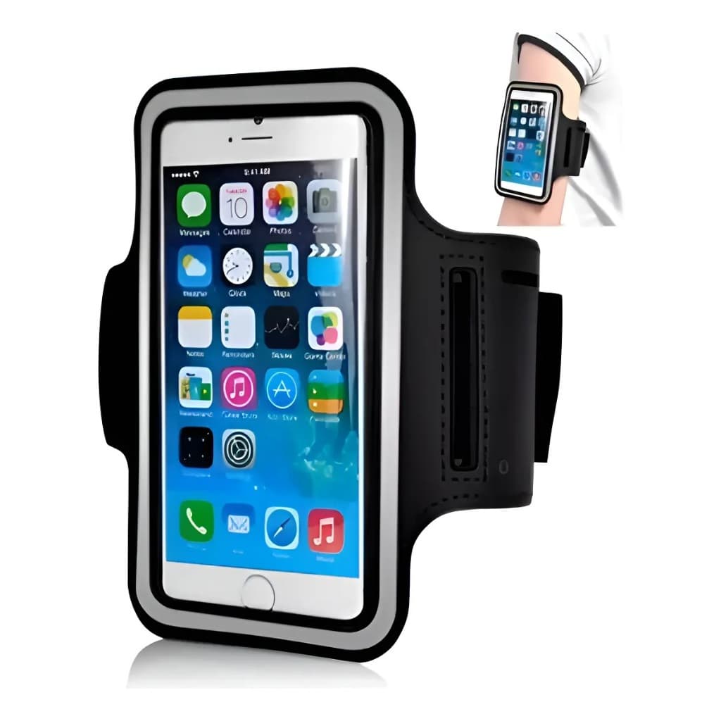 Capa De Braço Suporte Braçadeira De Celular Corrida Academia Cor Preto Liso