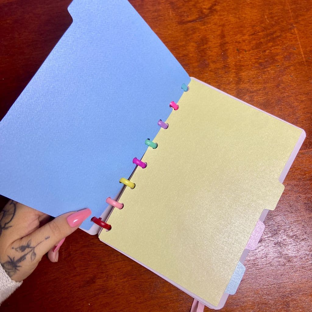 Kit 4 Peças Divisórias Coloridas Para Caderno Inteligente A5  / B5  / A4  Discos