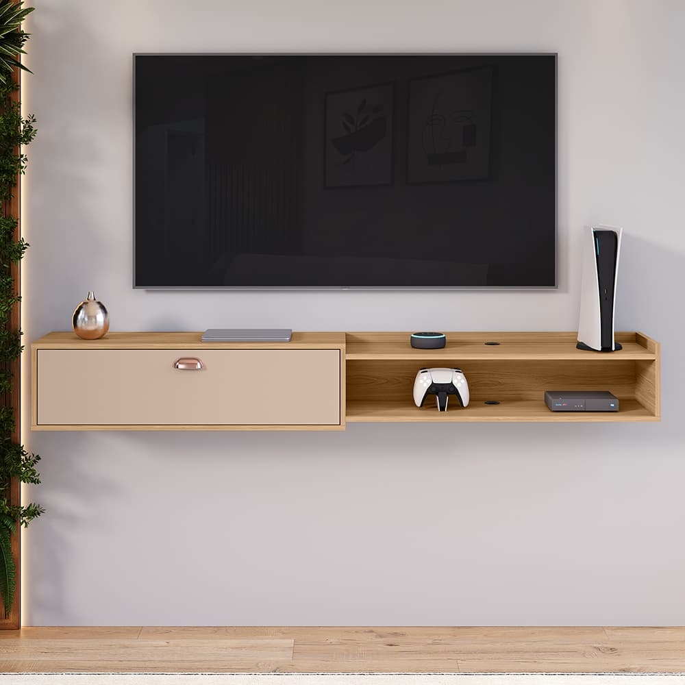 Rack King 1.80cm Decoração Sala Estar TV 75 polegadas Nicho Organizador 1 Porta - RPM