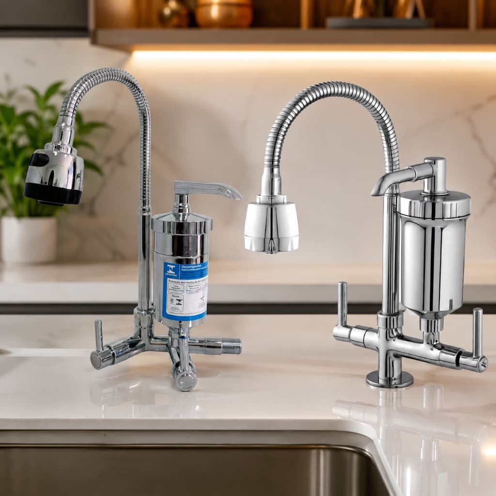 Torneira com Filtro Embutido Bica Móvel Cozinha Gourmet