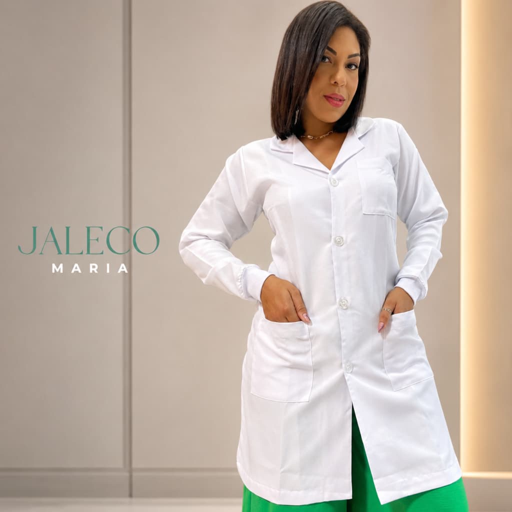 Jaleco Feminino Clássico Acinturado em Gabardine Premium – Modelo Elegante e Confortável