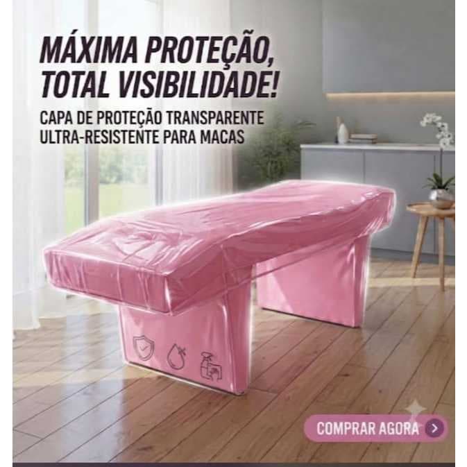 Capa plastica protetora para Maca Reta  Estética Impermeável Transparente Fácil de Limpar