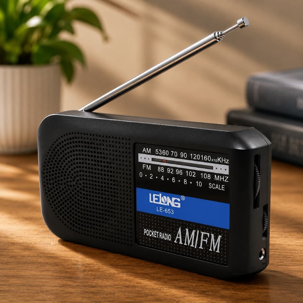 Mini Rádio Portátil AM FM Com Fone de Ouvido Lelong LE-653