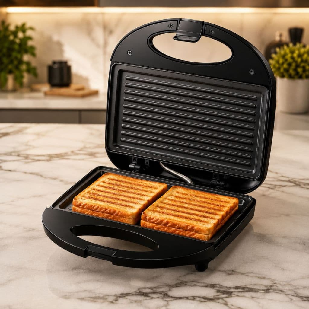 Sanduicheira Elétrica Grill 2 Em 1 Antiaderente 750W Compacta Rápida Lanches 127V e 220V
