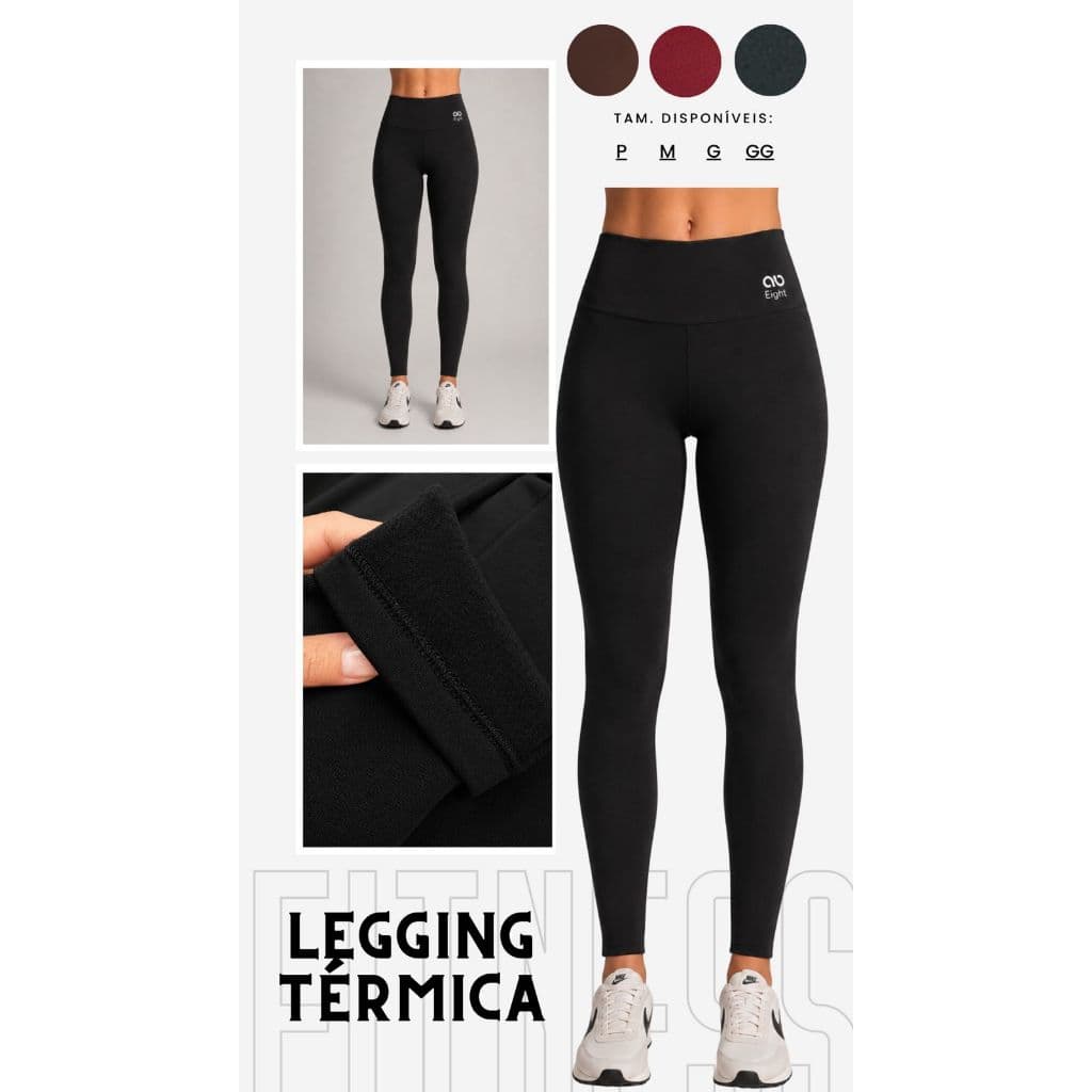 Legging Térmica Peluciada Feminina Cintura Alta Inverno Academia