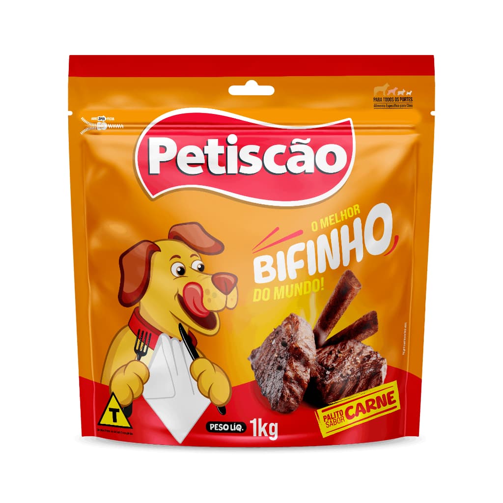 Petisco Bifinho Palito Sabor Carne Petiscão 1KG - Petisco para Cães