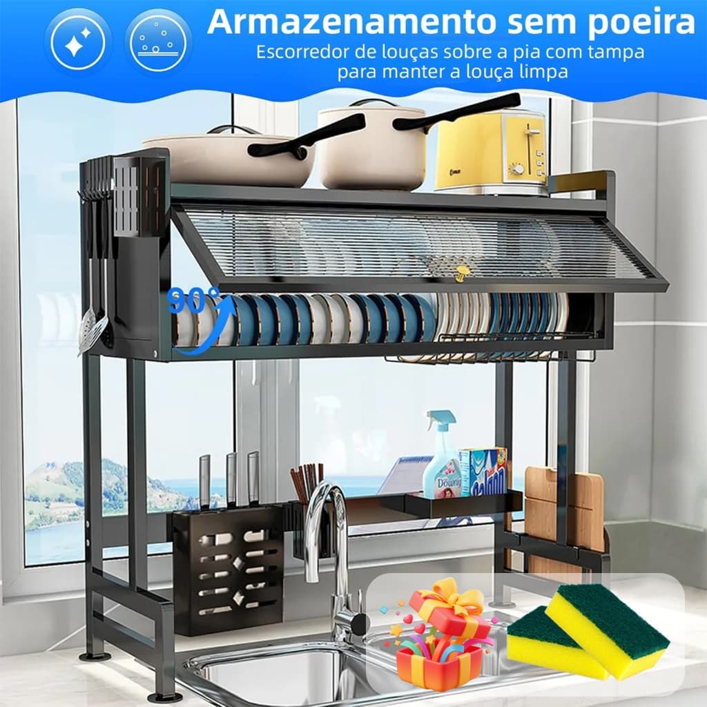 【65/85/105cm】Escorredor De Louça Cozinha Suspensa Modula Autosustentavel Pia Rack Organizador De Pratos Estante