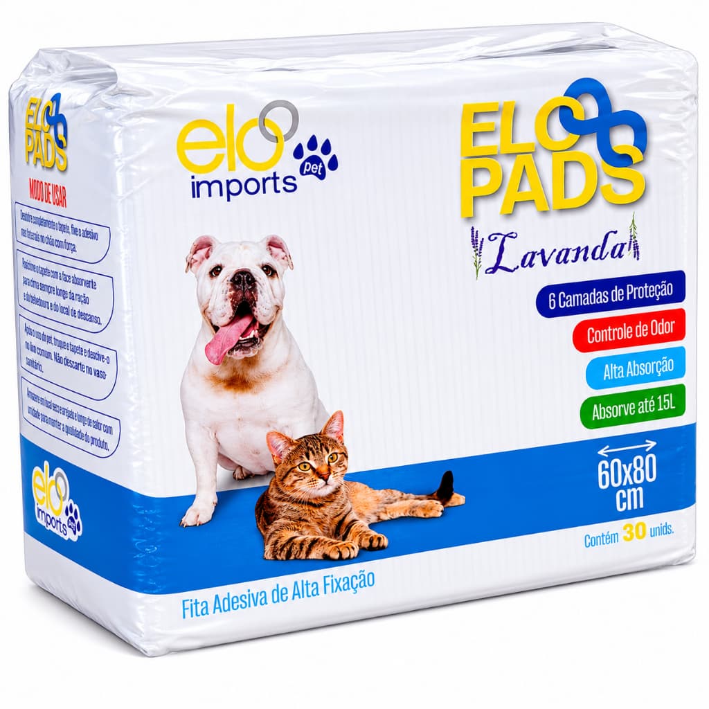 Tapete Higiênico Pet 80X60 30 Un Alta Absorção Lavanda