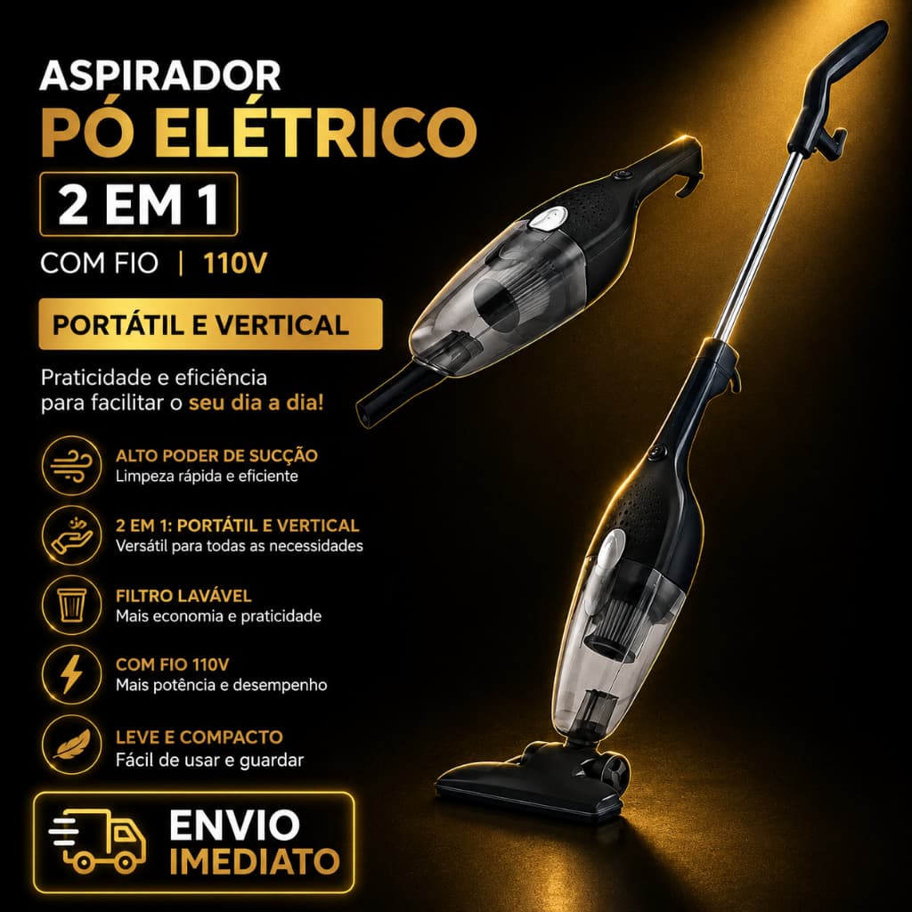Aspirador Pó Elétrico 2 Em 1 Vertical Com Fio 110V Portátil praticidade e eficiêncialeve e funcional ....