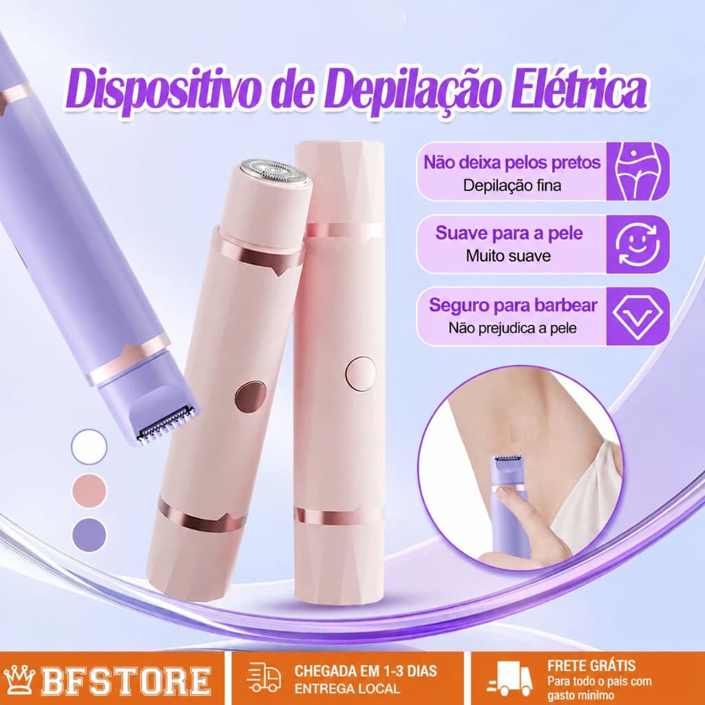 100% Importado Depilador Removedor de Pelos Facial e Corporal – Sem Fio Recarregável Portátil Indolor