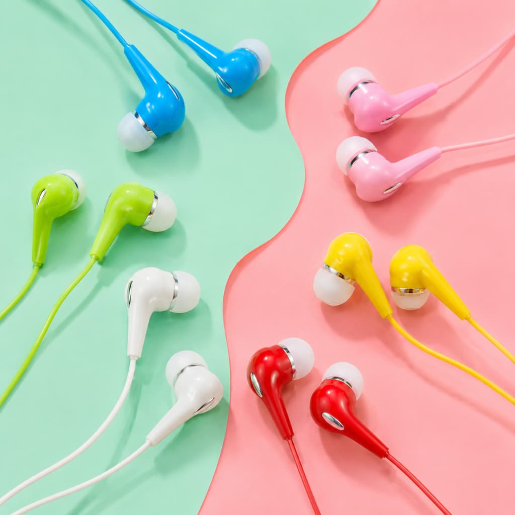 Fone de Ouvido com Fio Colorido, Áudio Estéreo