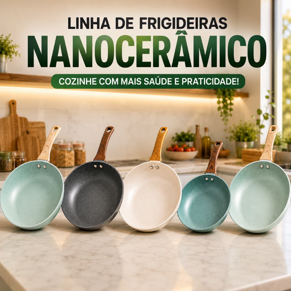 Frigideira Antiaderente Nanocerâmica 20cm 24cm 28cm Alta Durabilidade Cozinha Moderna