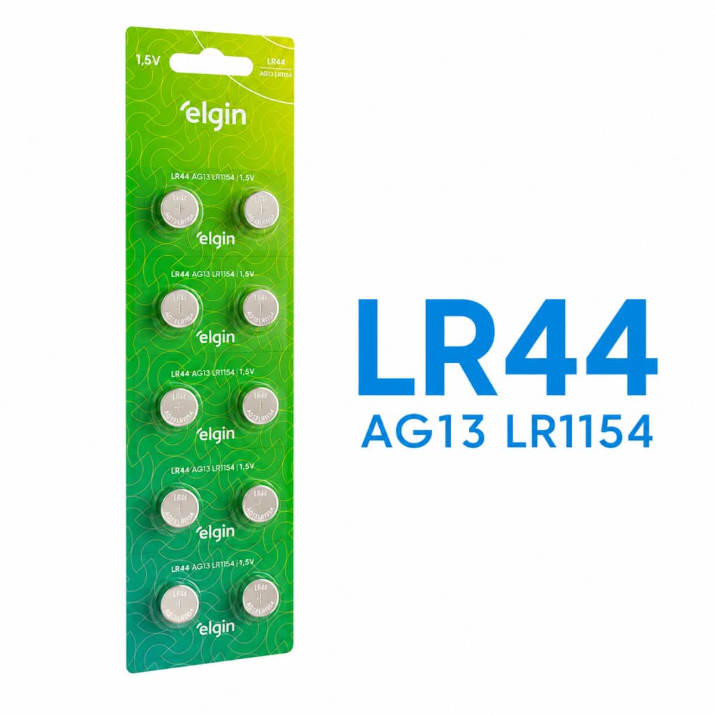 Bateria Pilha Moeda Elgin LR44 AG13 Cartela 10,20,30,40 OU 50 Pilhas - LR 44 - Escolha a quantidade