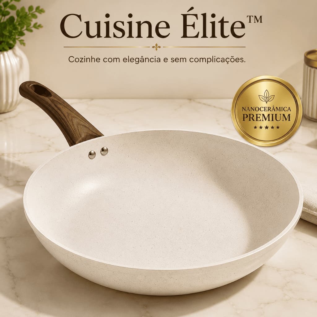 Frigideira Nanocerâmica 28cm Antiaderente Cuisine Élite™ Cozinha Saudável Sem Óleo Fácil Limpeza