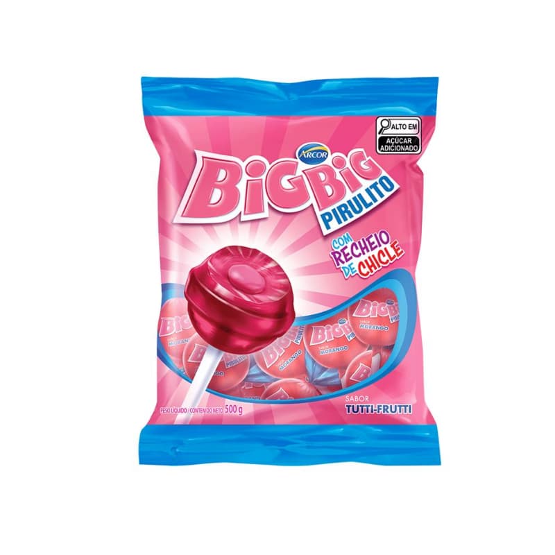 Pirulito Big Big Morango Tutti Frutti 500g c/40 unidades