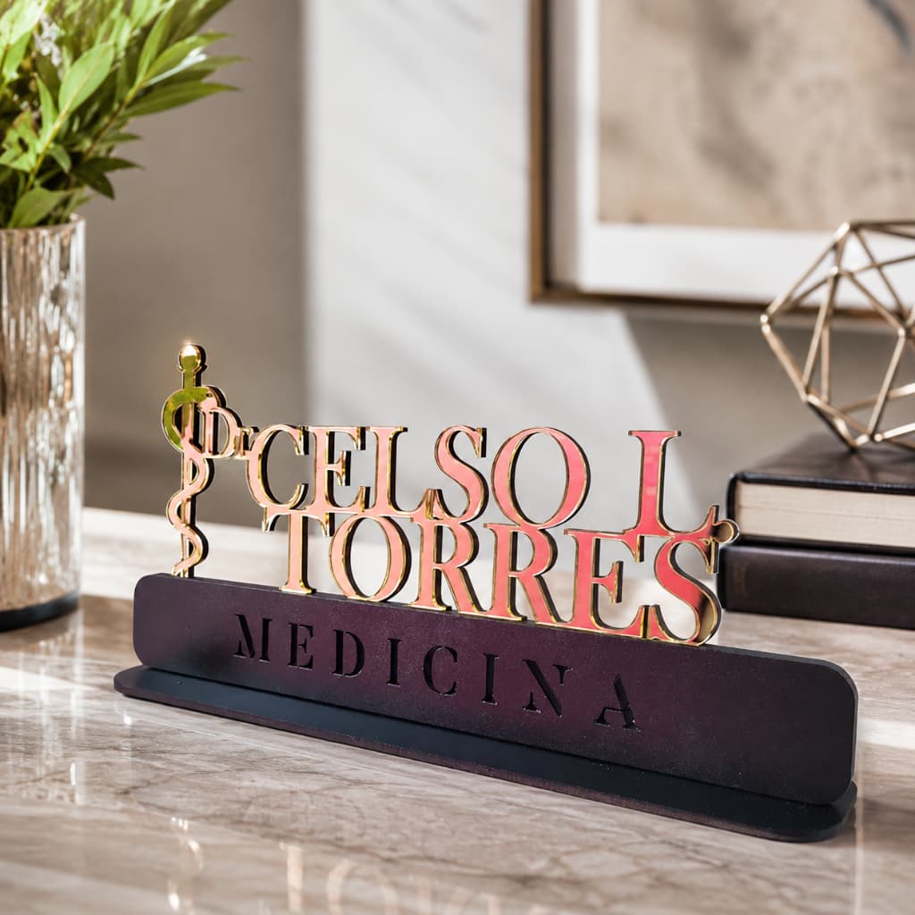 Placa Profissão Com Logo Personalizada De Bancada  Para Sua Clínica Consultório Espaço