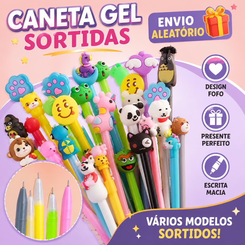 5/20 Caneta Gel 0.5mm Criativa Coração Bonito Infantil Kawaii Papelaria - ZXB