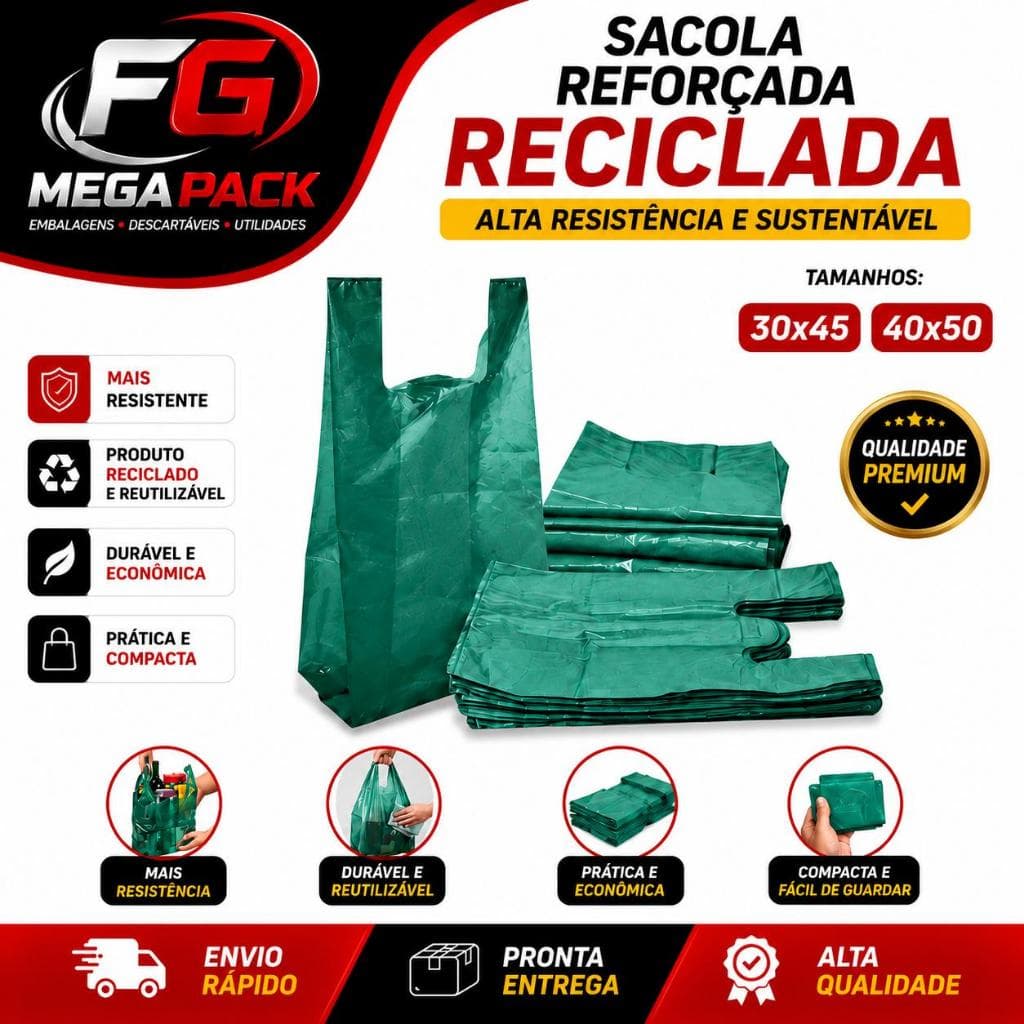 1 a 5kg Sacola Reciclada Plástica Sustentável Resistente Comércio Mercado Embalagem Reutilizável