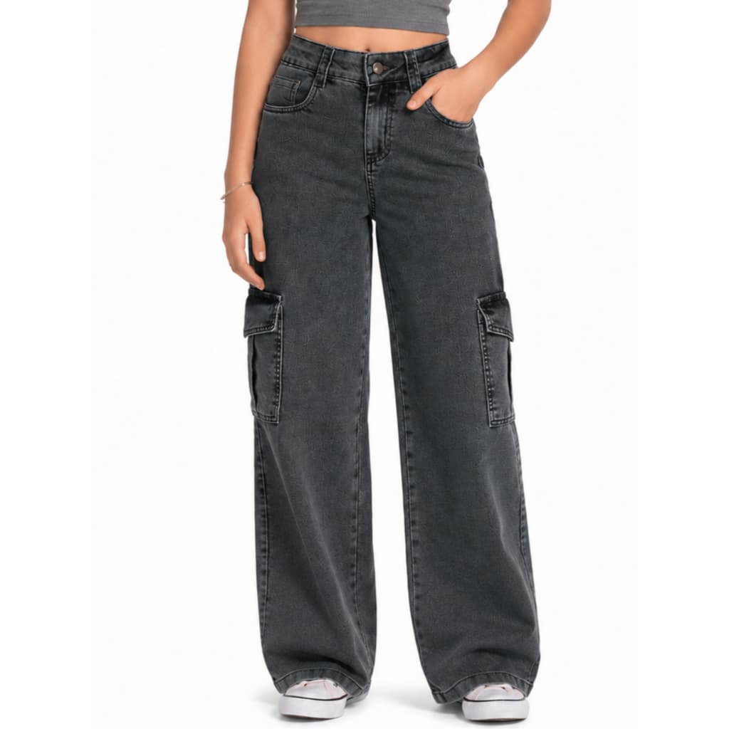Calça Jeans Wid Leg Menina Cargo Infantil e Juvenil