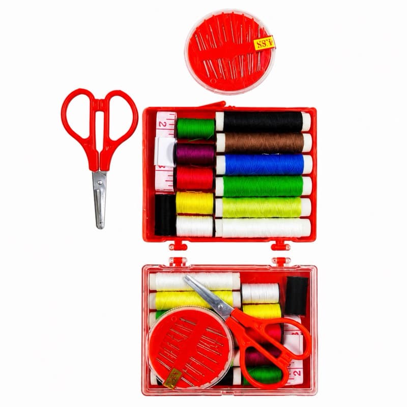 Kit De Costura 16 Peças Completo Com Linhas Coloridas Agulhas Tesoura e Fita Métrica Portátil