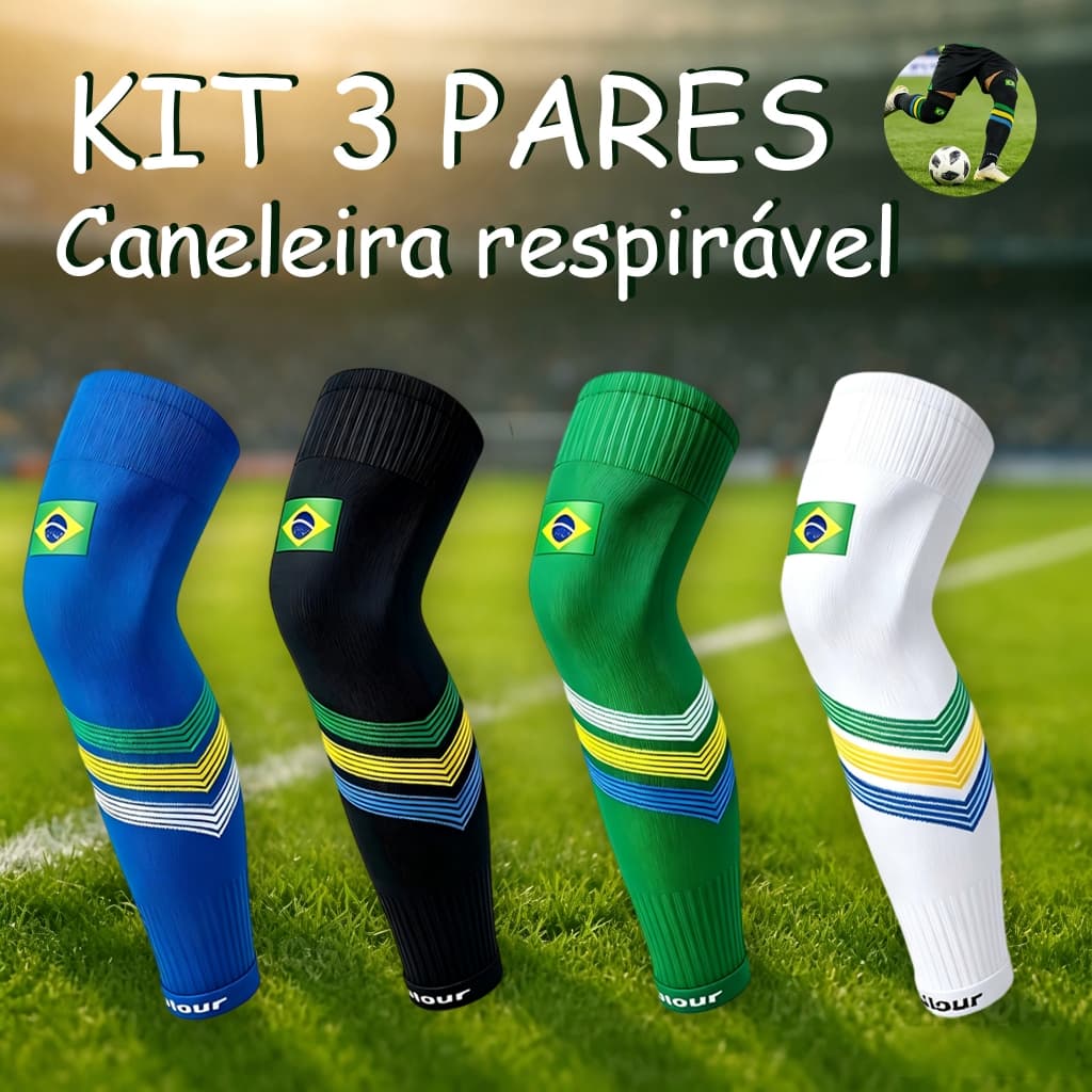 Kit 1/3 pares Caneleira Joelheira Esportiva Com Ventilação Para Vôlei / Basquete Jcolour  respirável