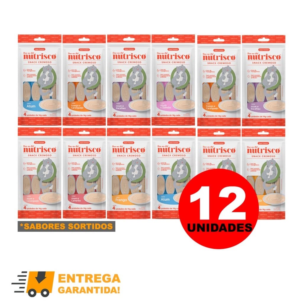 Petisco Cremoso Para Gatos Nutrisco Sabores Diversos com 48 Tubos