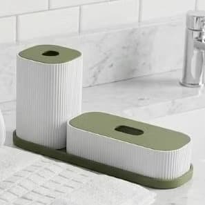 Kit Lavabo e Banheiro Branco Filamento PLA Porta Acessórios