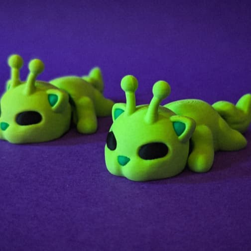 Chaveiro Gatinho Verde Flexível Articulado 3D Fofinho para Chaves e Mochila