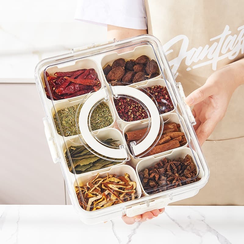 Pote Organizador de Geladeira Hermético Multiuso Com 8 Divisórias Para Alimentos e Verduras