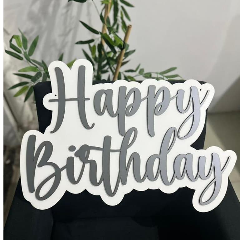 Decoração Festa Aniversário Lettering Happy birthday Parabéns MDF Decoração Luxo