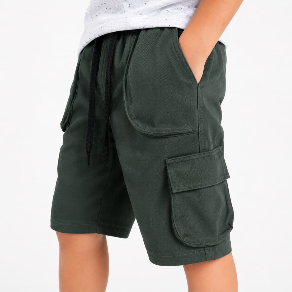 Bermuda cargo skate streetwear short masculino juvenil infantil menino elástico com ajuste modelo 3D balÃo funcional