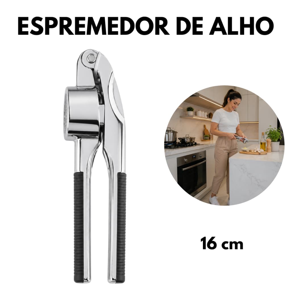 Espremedor De Alho Premium Manual Slim Resistente 16cm Reforçado Para Restaurantes E Casa