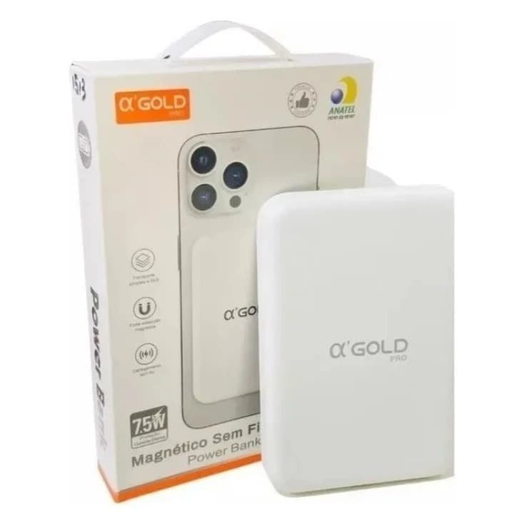 Carregador Power Bank 10000mah A'GOLD carregamento por Indução BTE-07