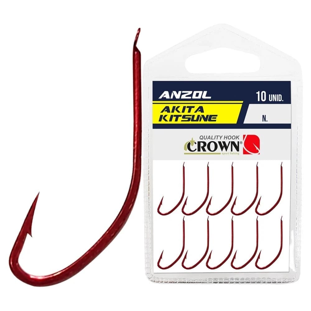 Anzol Crown Akita Kitsune Red  – 10unidades