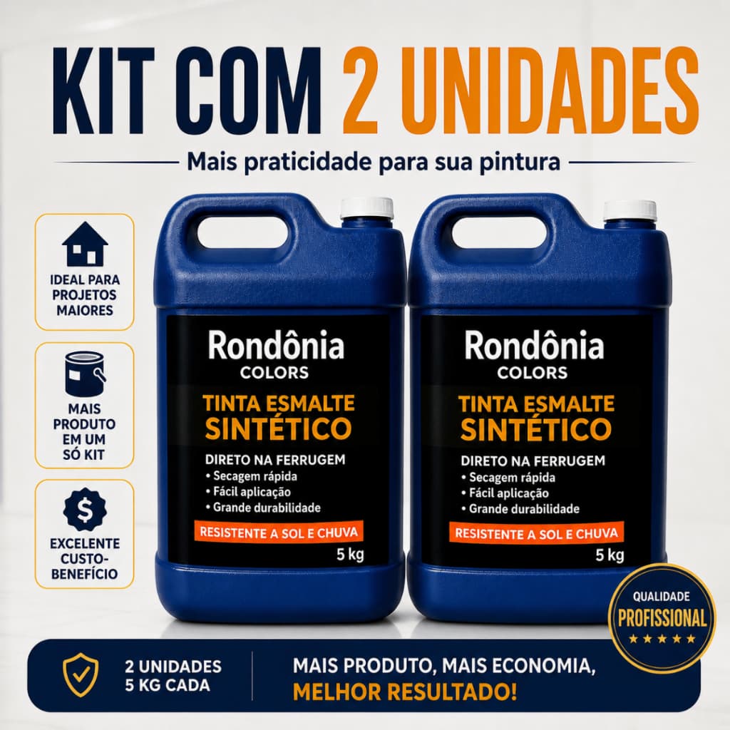 Kit 2x Tinta Esmalte Sintético 5L Solvente Metal Madeira Porta Janela Portão Grade Alta Resistência