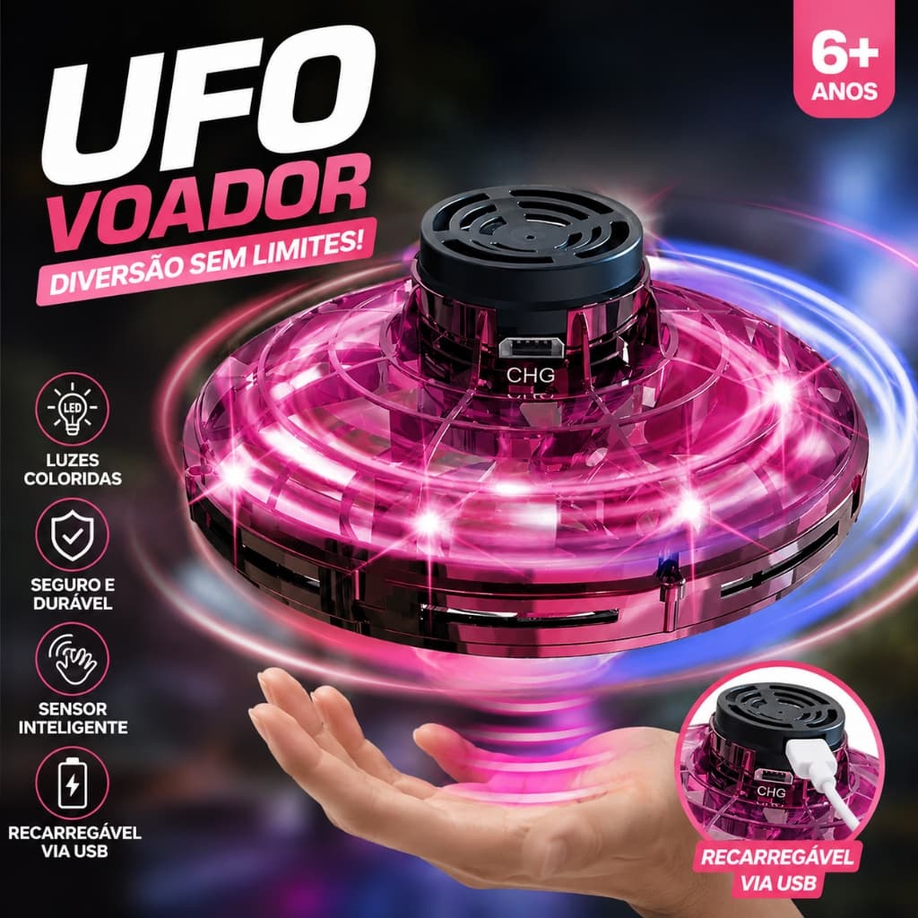 SPINNER UFO VOADOR MINI DRONE BOOMERANG COM LUZES PRESENTE