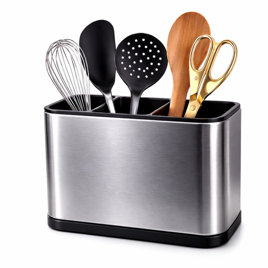 Porta Talher Inox Escorredor Aço Organizador Vazado Pia Suporte Secador Utensílios Cozinha Porta Garfos Facas Colheres