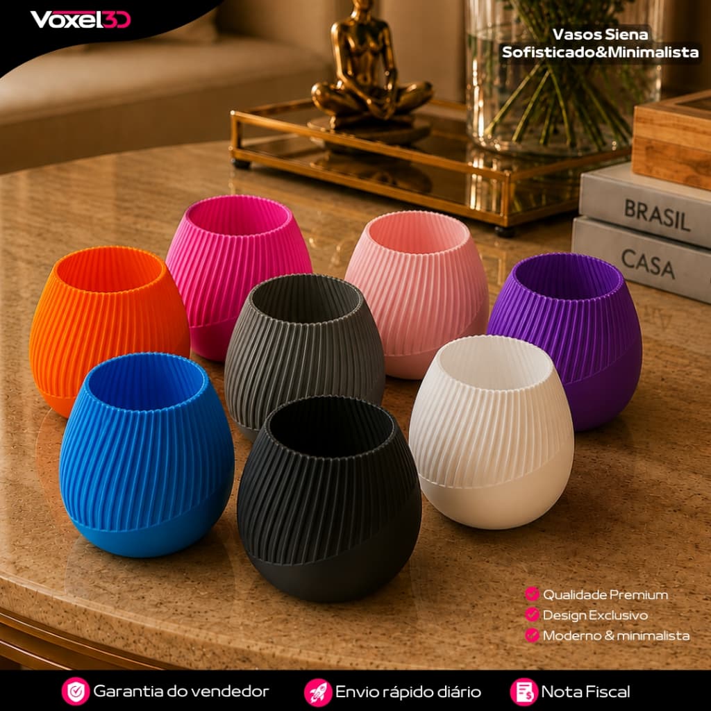 Vasos Siena Voxel3D Luxo Decorativo Sofisticado Minimalista Moderno Elegante para Sala Quarto e Escritório