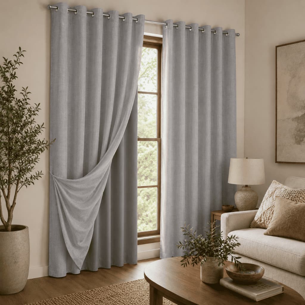 Cortina Voil Gaze de Linho com Forro Blackout 7,00 X 2,20/2,30/2,40/2,50/2,60/2,70/2,80