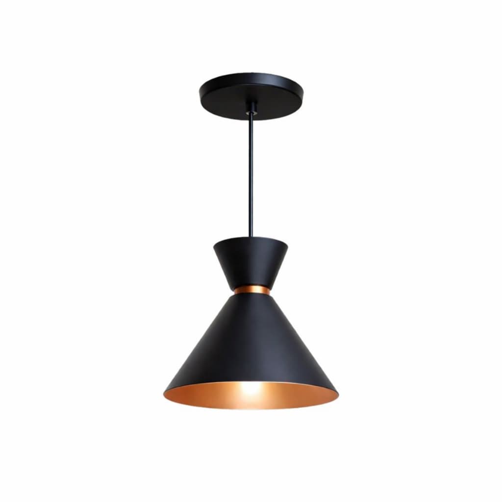 Luminária Pendente Bambolim 23x23cm Preto com Detalhes em Cobre Cozinha Gourmet e Salas Modernas Unidos Designer