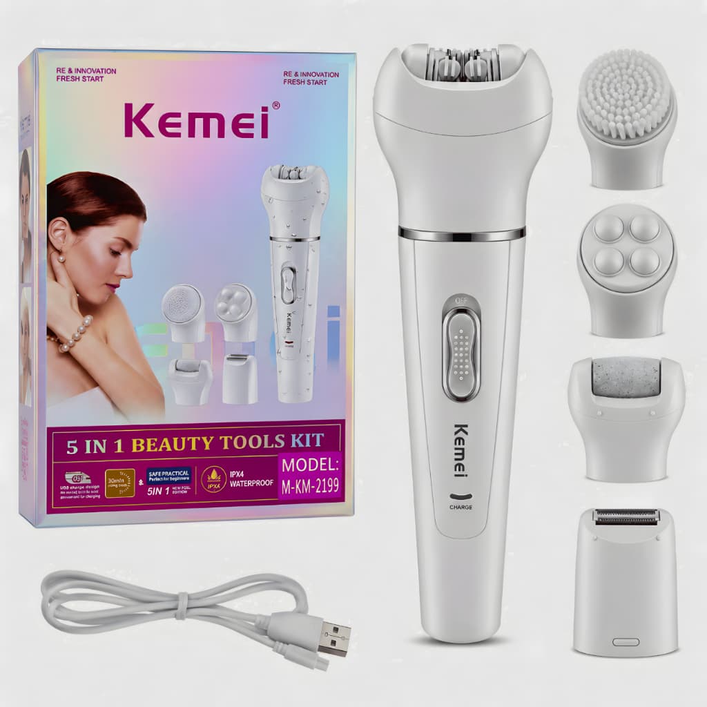 Depilador Feminino Recarregável 5 Em 1 Aparador Corporal Escova Facial Sem Fio